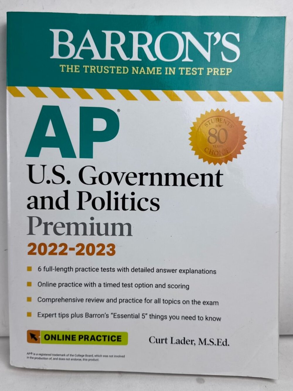AP US Government and Politics Premium 2022-2023 Barron's ISBN 9781506278360 PB